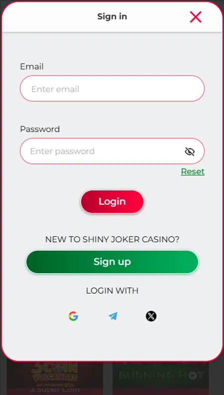 Shiny Joker login screen